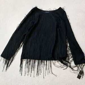 A.Z.I New York boutique fringe string sheer top avant guard Gothic edgy